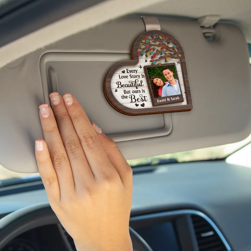 Custom Photo My Favorite Place In All The World Is Next To You - Personalized Custom Shaped Car Visor Clip - Image 4