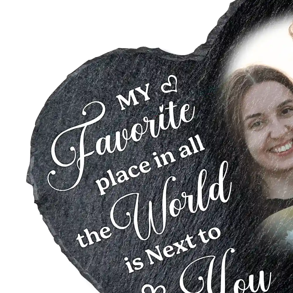 Custom Photo My Favorite Place In All The World - Personalized Heart Memorial Garden Stone - Image 2