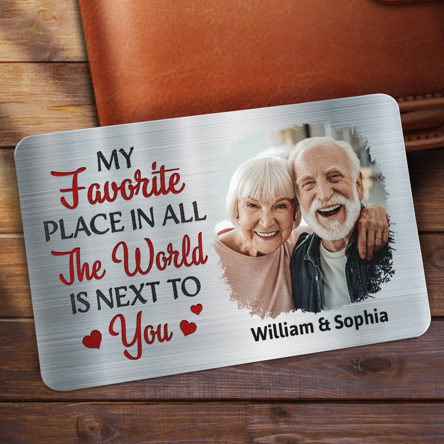 Custom Photo My Favourite Place In All The World - Gift For Couples, Husband, Wife - Personalized Aluminum Wallet Card - Image 2
