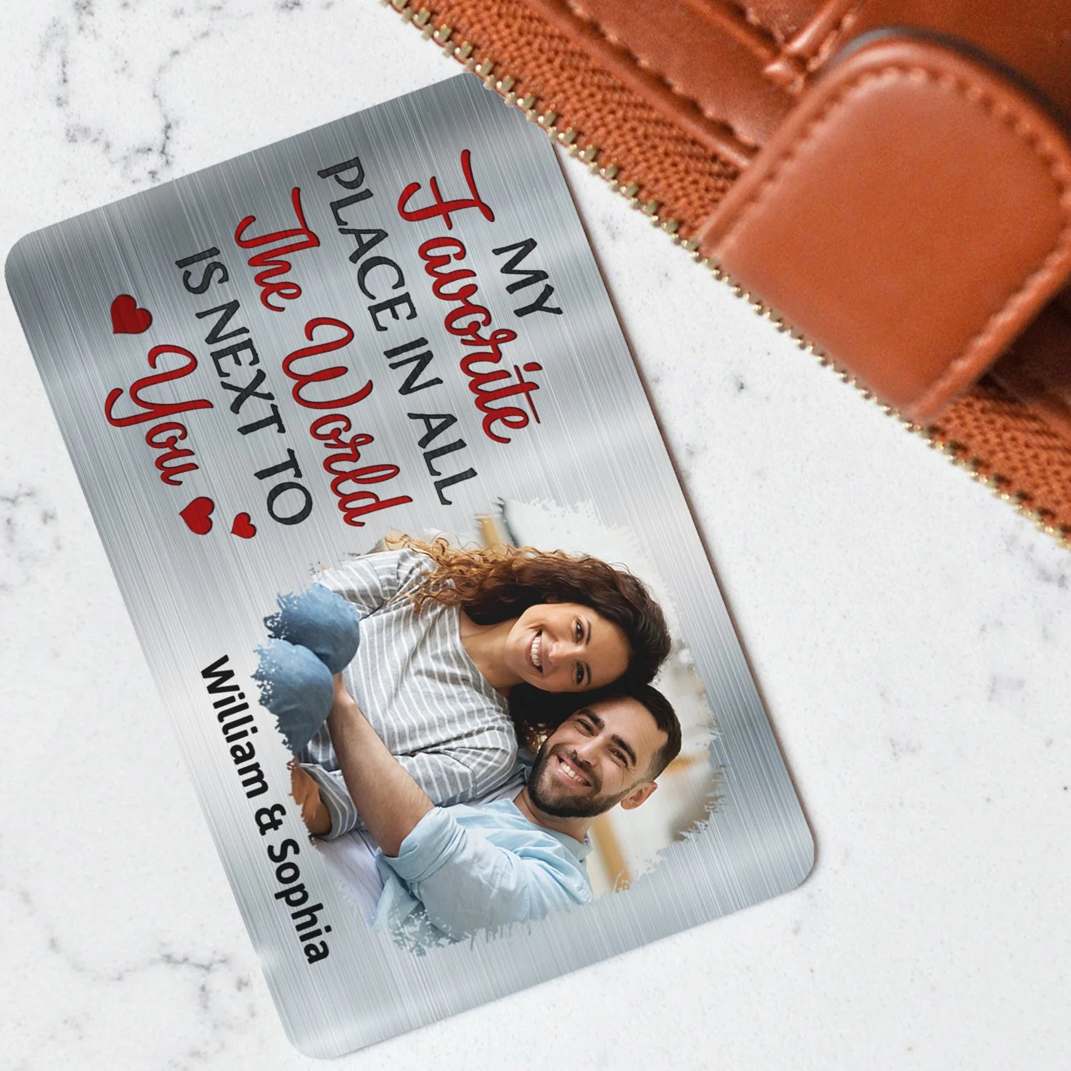 Custom Photo My Favourite Place In All The World - Gift For Couples, Husband, Wife - Personalized Aluminum Wallet Card - Image 3