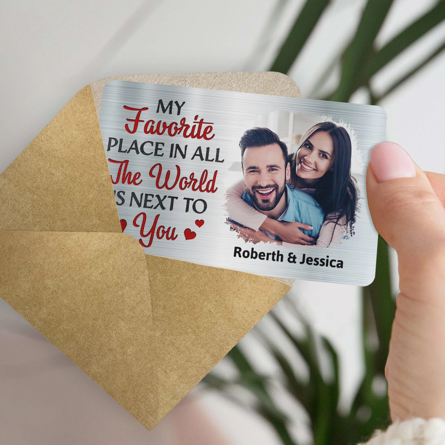 Custom Photo My Favourite Place In All The World - Gift For Couples, Husband, Wife - Personalized Aluminum Wallet Card - Image 4