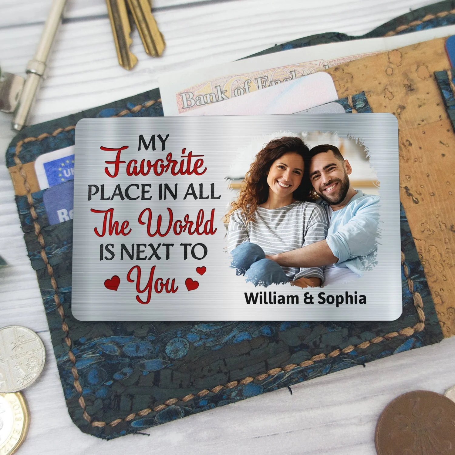 Custom Photo My Favourite Place In All The World - Gift For Couples, Husband, Wife - Personalized Aluminum Wallet Card - Image 5