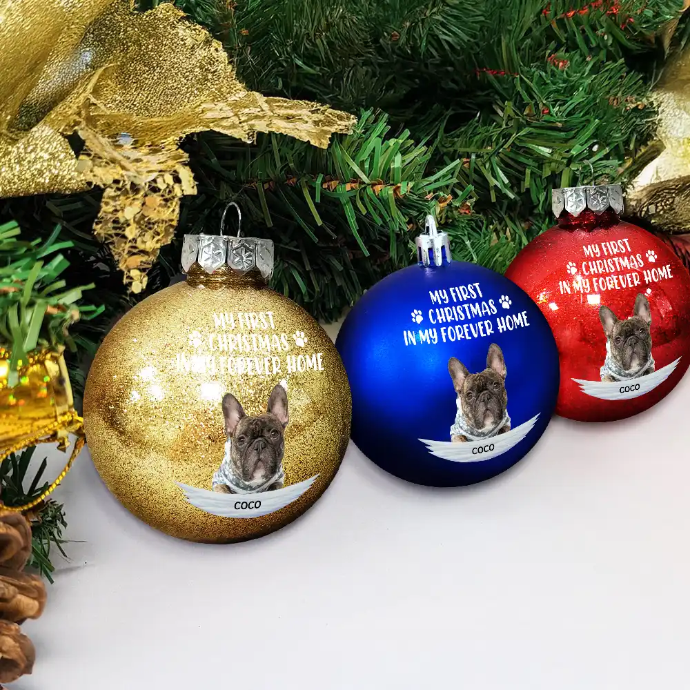 Custom Photo My First Christmas In My Forever Home - Personalized Ball Ornament - Image 5