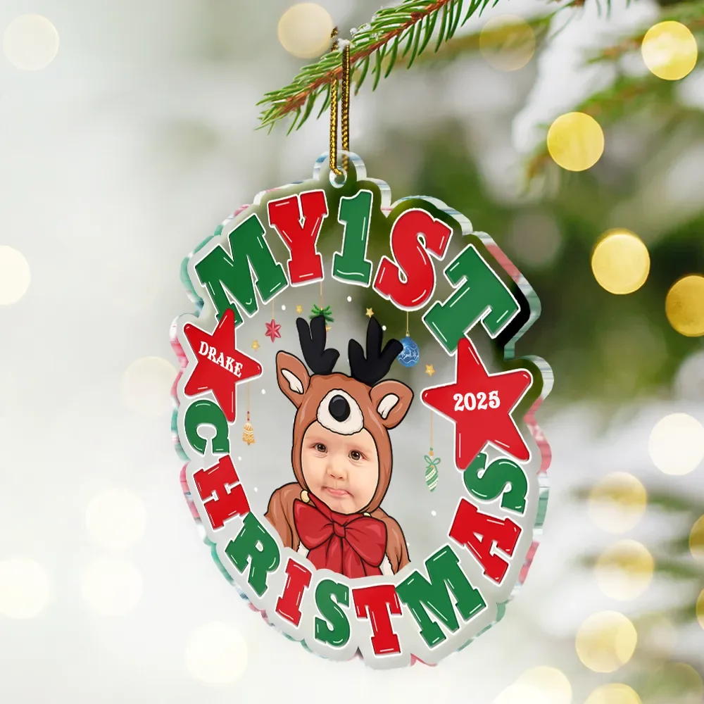 Custom Photo My First Christmas - Personalized Custom Shaped Acrylic Ornament - Image 3
