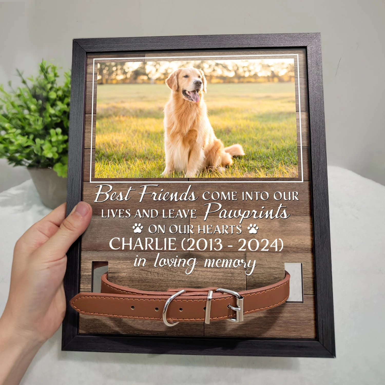 Custom Photo My Hardest Goodbye - Memorial, Sympathy Gift For Dog Owners, Cat Lovers - Personalized Rectangle Pet Loss Sign, Collar Frame - Image 3