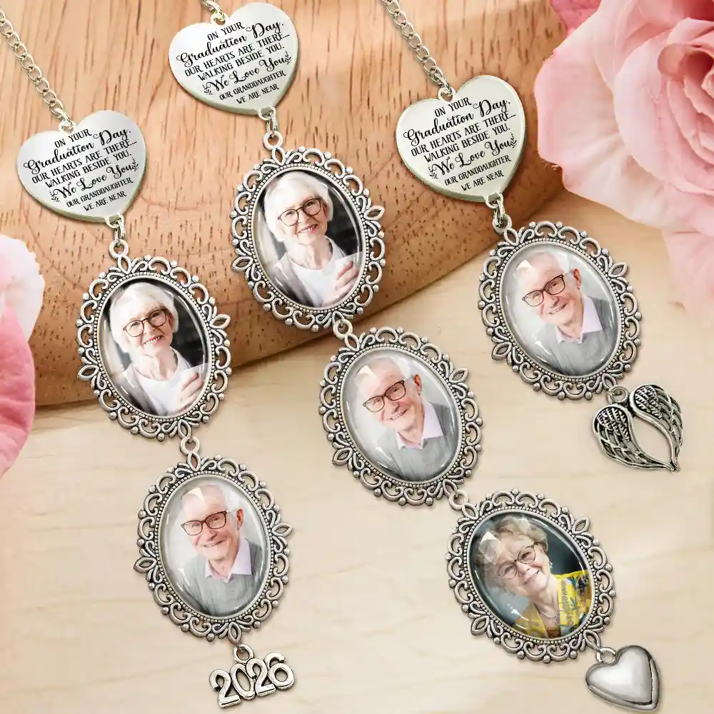 Custom Photo My Heart Is There - Personalized Graduation Tassel Charm - Image 2