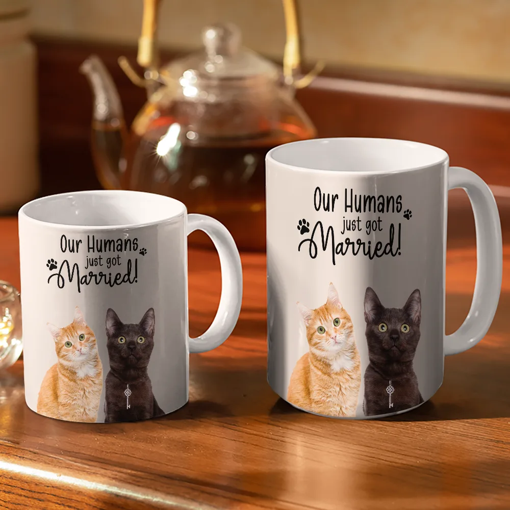 Custom Photo My Humans Are Getting Engaged Married - Personalized White Edge-to-Edge Mug - Image 4