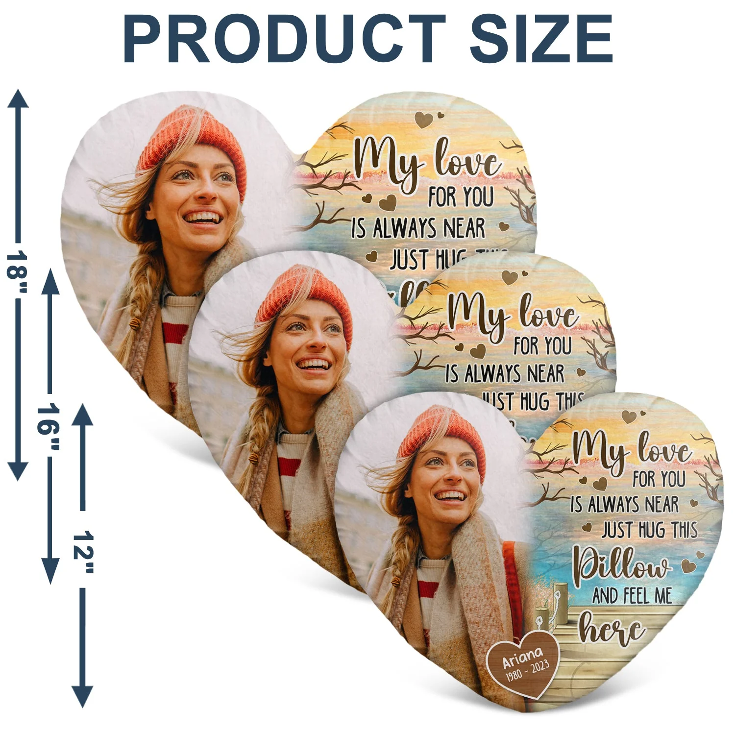 Custom Photo My Love For You Is Always Near - Memorial Gift - Personalized Heart Shaped Pillow - Image 6