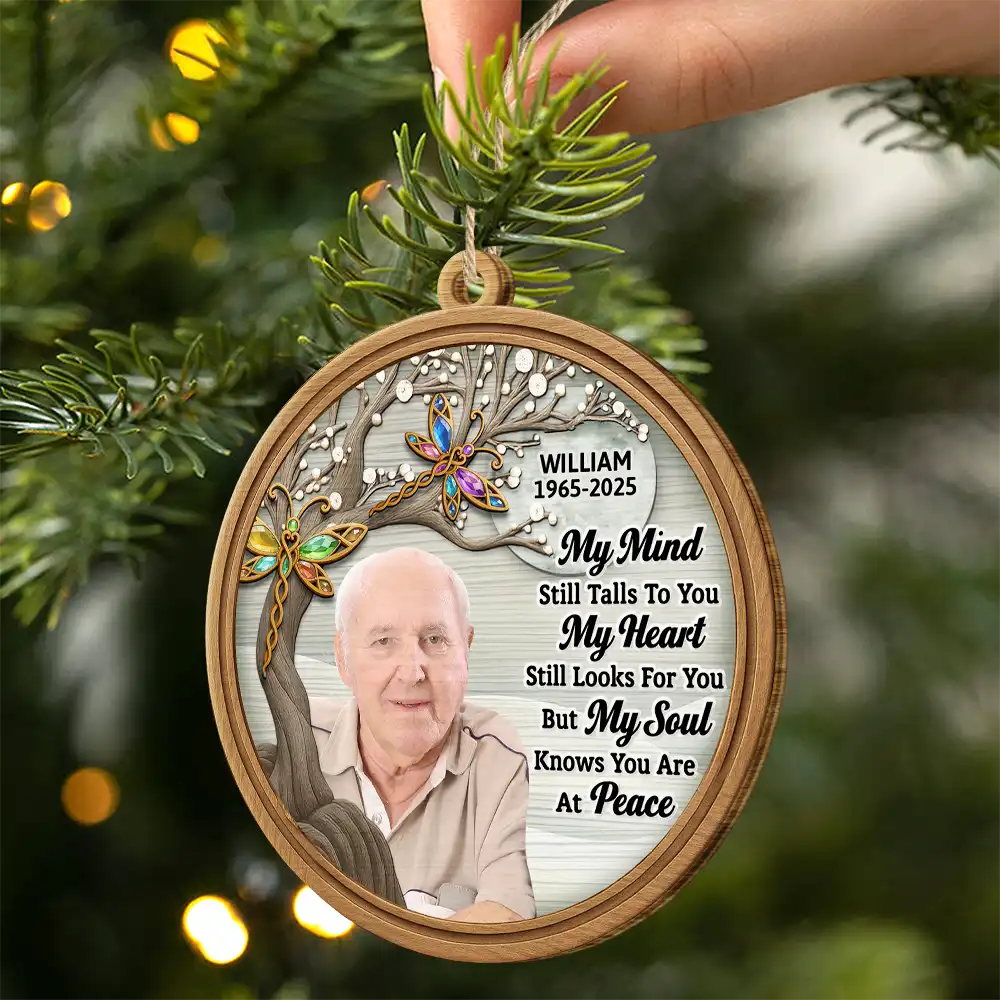 Custom Photo My Mind Still Talks to You 3D Effect - Personalized Custom Shaped Wooden Ornament - Image 3