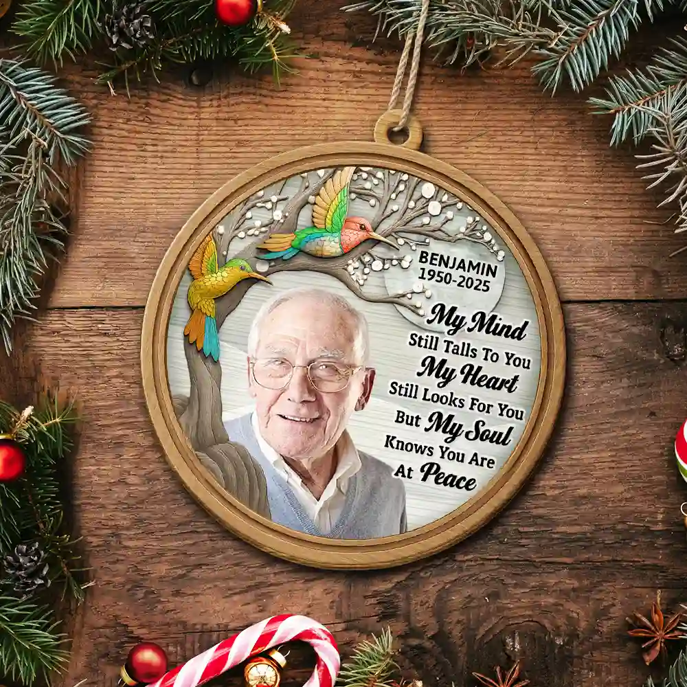Custom Photo My Mind Still Talks to You 3D Effect - Personalized Custom Shaped Wooden Ornament - Image 6