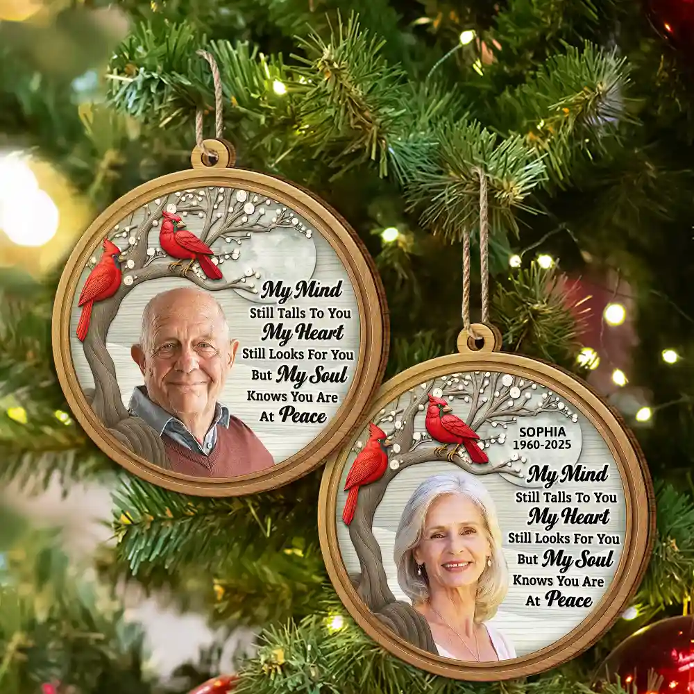 Custom Photo My Mind Still Talks to You 3D Effect - Personalized Custom Shaped Wooden Ornament - Image 7