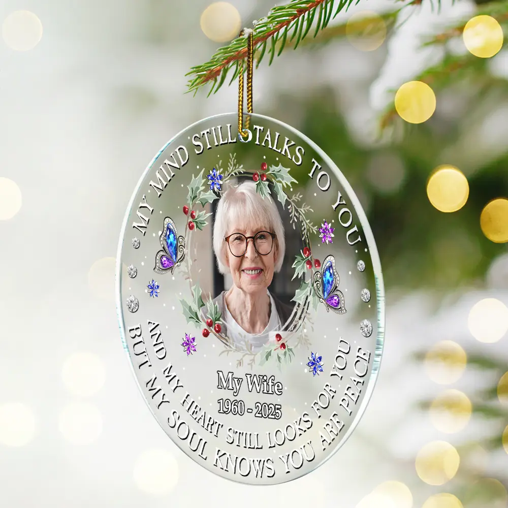 Custom Photo My Mind Still Talks To You - Personalized Circle Acrylic Ornament - Image 2