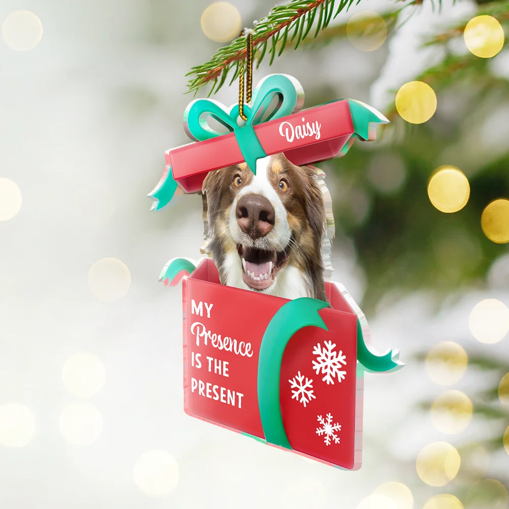 Custom Photo My Presence Is The Present - Personalized Custom Shaped Acrylic Ornament - Image 3