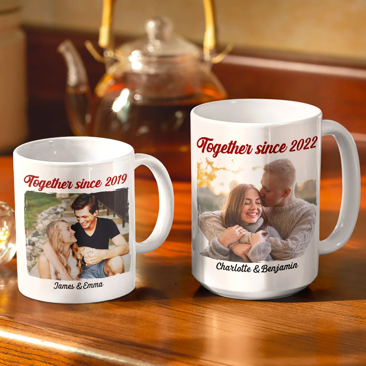 Custom Photo My Wife Is Hotter Than My Coffee Family Couple - Gift For Couple - Personalized Custom White Edge-to-Edge Mug - Image 3