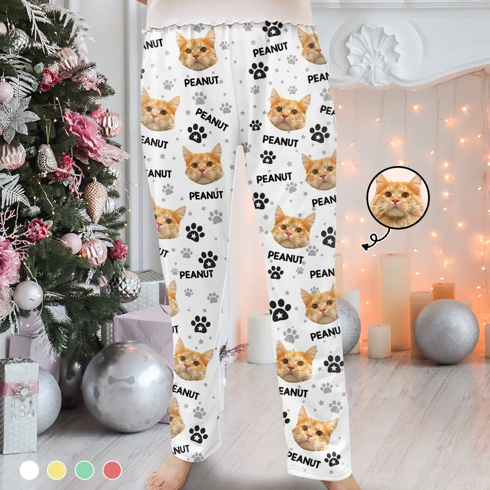 Custom Photo Name Best Cat Mom Dog Pet Lover - Personalized Pajama Pants - Image 2