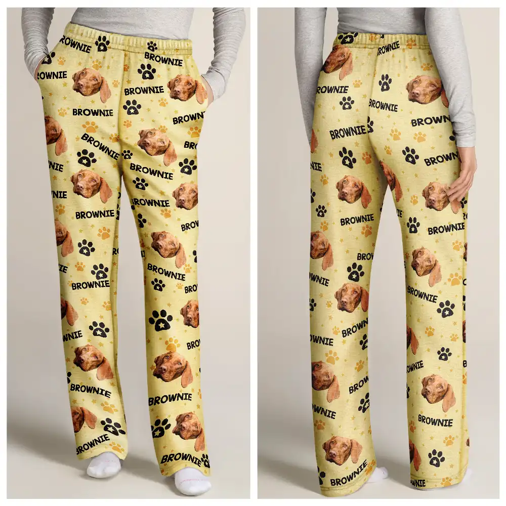 Custom Photo Name Best Cat Mom Dog Pet Lover - Personalized Pajama Pants - Image 5