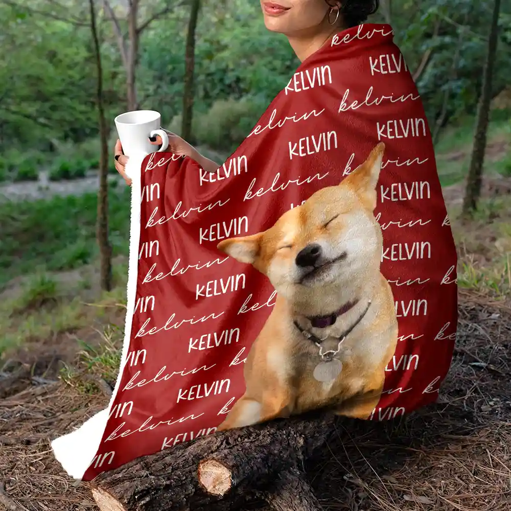 Custom Photo Name Blanket - Personalized Fleece Blanket, Sherpa Blanket - Image 6