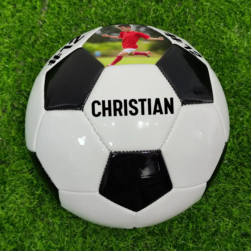 Custom Photo Name Soccer Player - Personalized Soccer Ball - Image 2