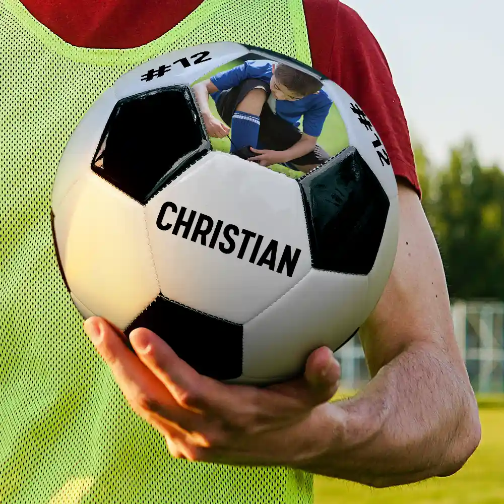 Custom Photo Name Soccer Player - Personalized Soccer Ball - Image 3