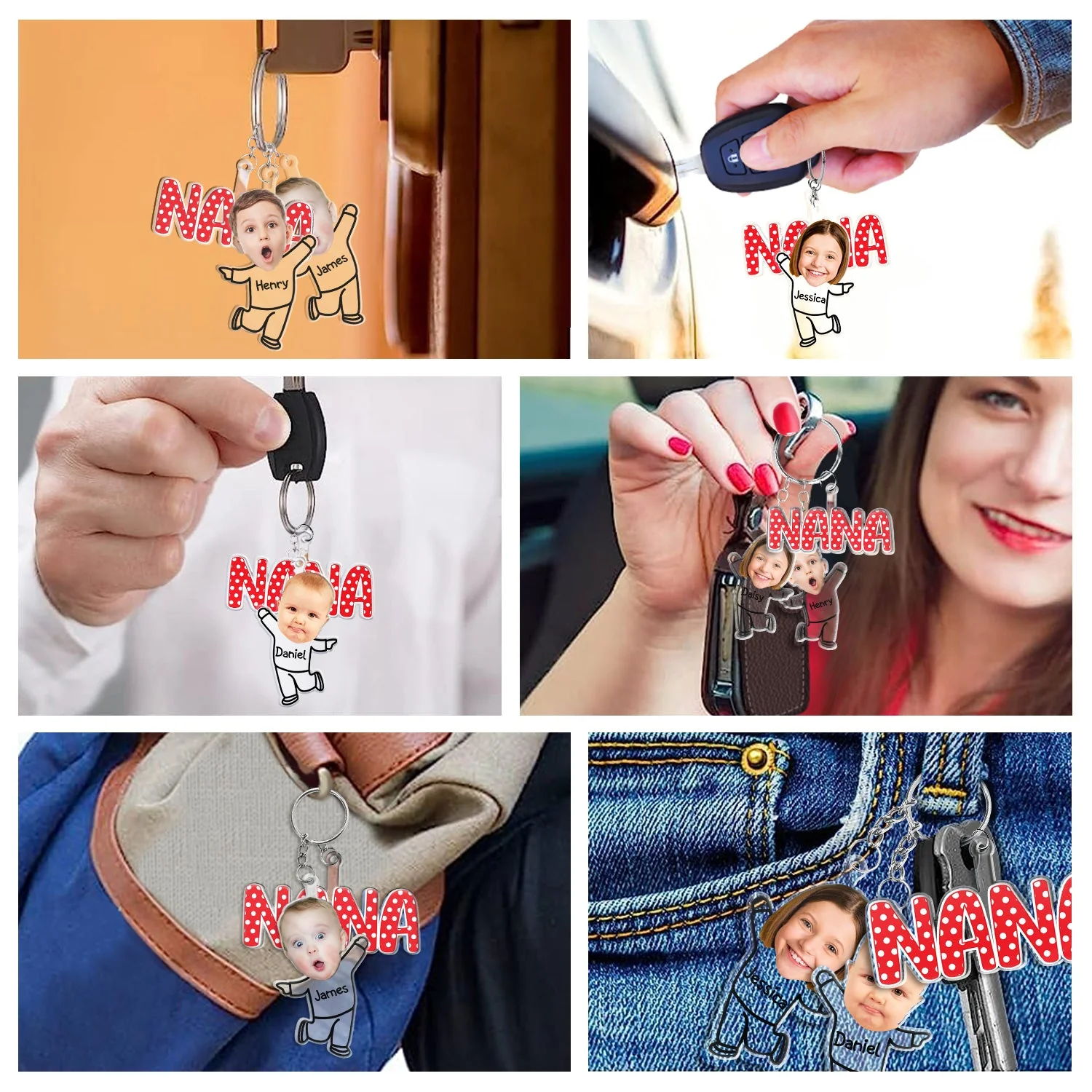 Custom Photo Nana, Mom, Auntie - Birthday, Loving Gift For Mother, Grandma, Grandmother - Personalized Acrylic Tag Keychain - Image 6