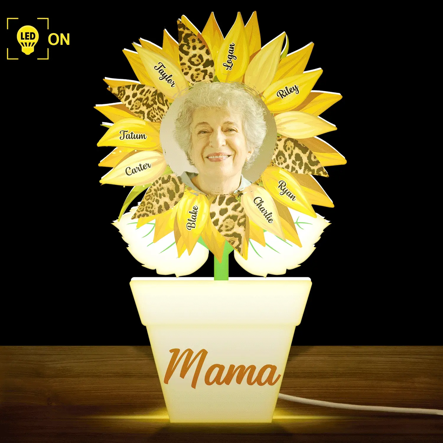 Custom Photo Nana, Mom, Auntie Sunflower - Birthday, Loving Gift For Mother, Grandma, Grandmother - Personalized Custom Shaped Photo Light Box - Image 2