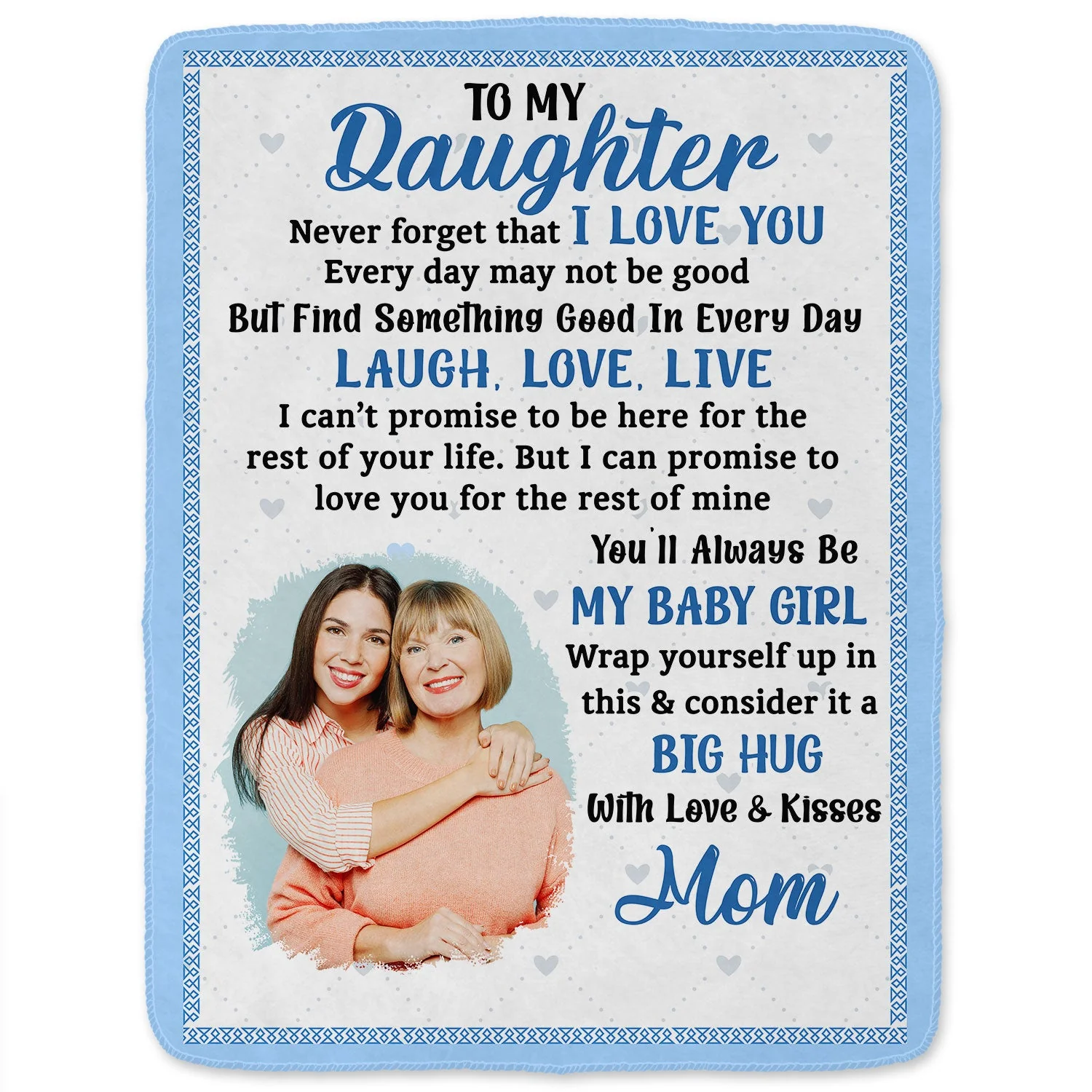 Custom Photo Never Forget That I Love You Mom - Gift For Daughters - Personalized Fleece Blanket - Image 2
