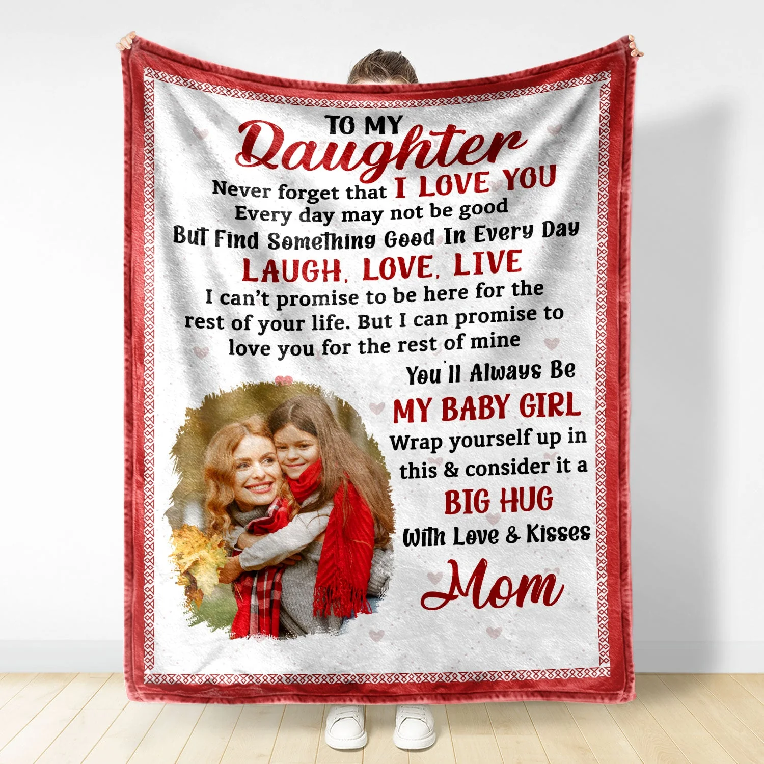 Custom Photo Never Forget That I Love You Mom - Gift For Daughters - Personalized Fleece Blanket - Image 3