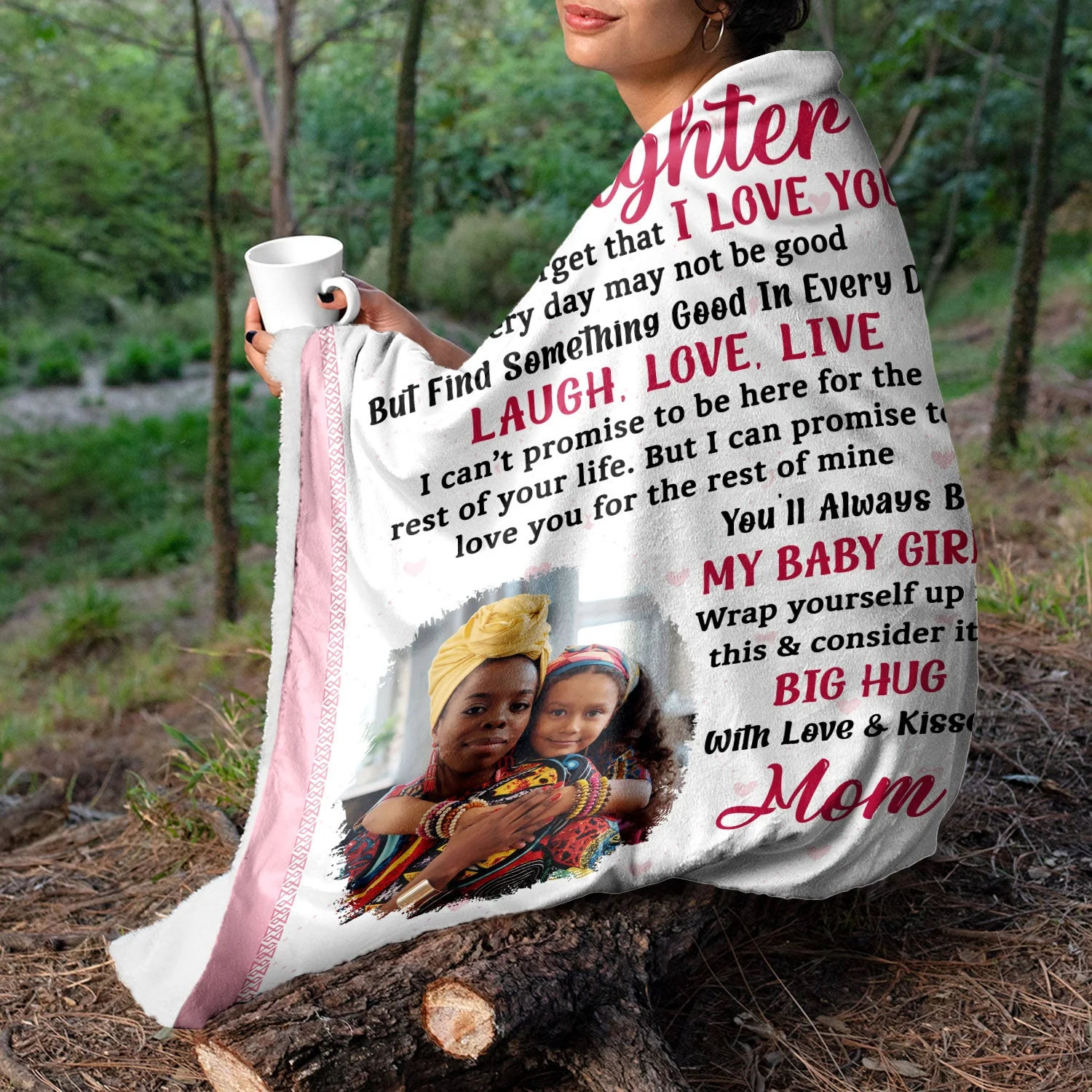 Custom Photo Never Forget That I Love You Mom - Gift For Daughters - Personalized Fleece Blanket - Image 5