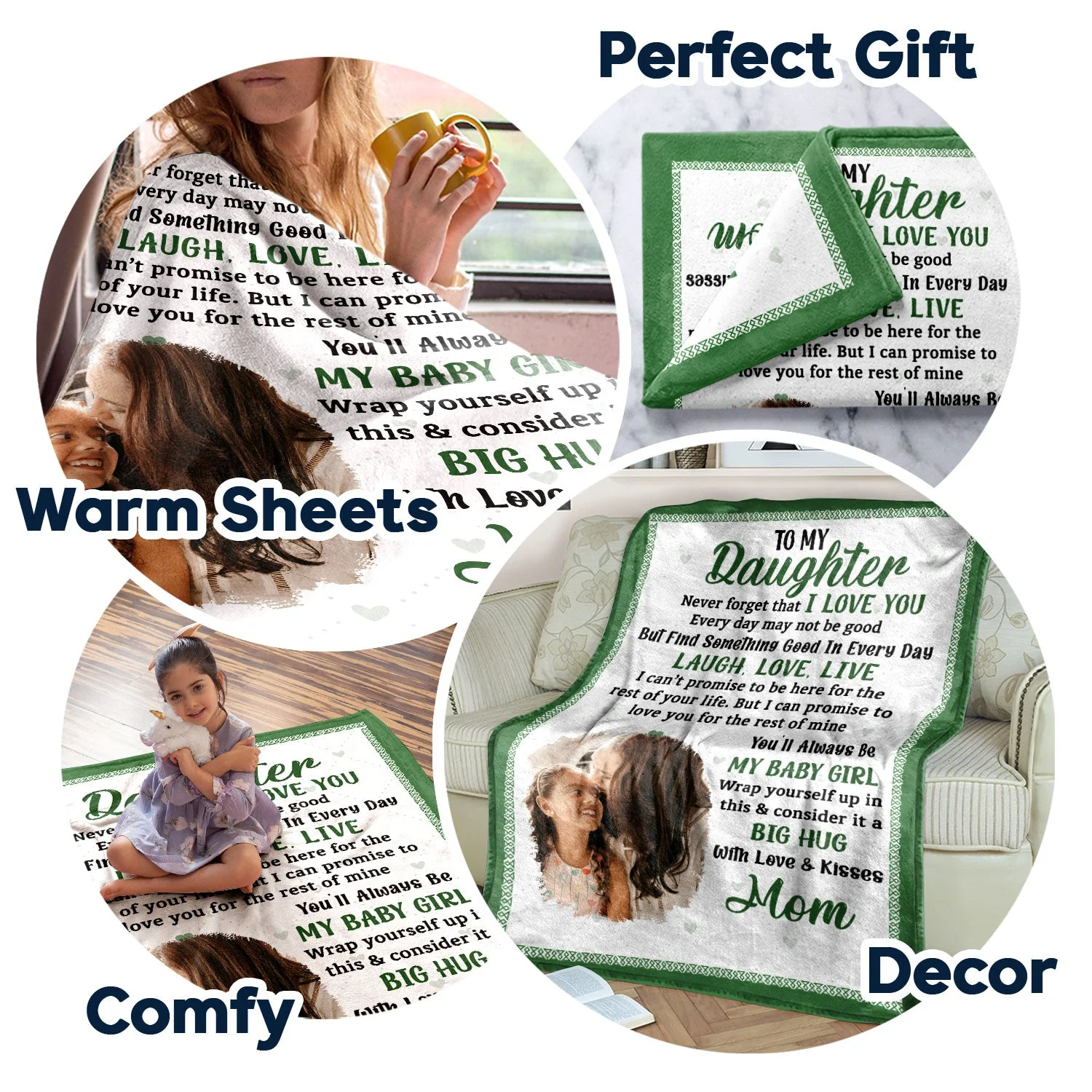 Custom Photo Never Forget That I Love You Mom - Gift For Daughters - Personalized Fleece Blanket - Image 7