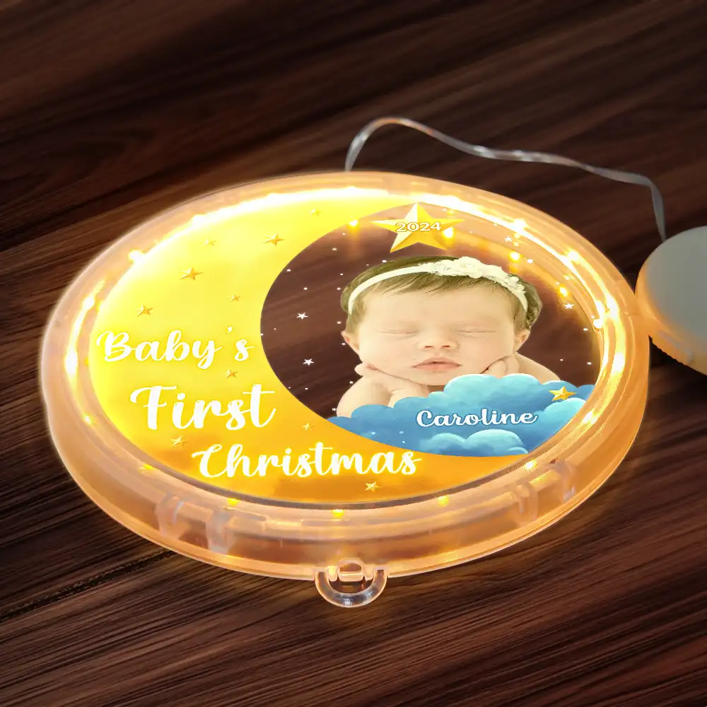 Custom Photo New Baby's First Christmas - Personalized LED Pendant Light - Image 6