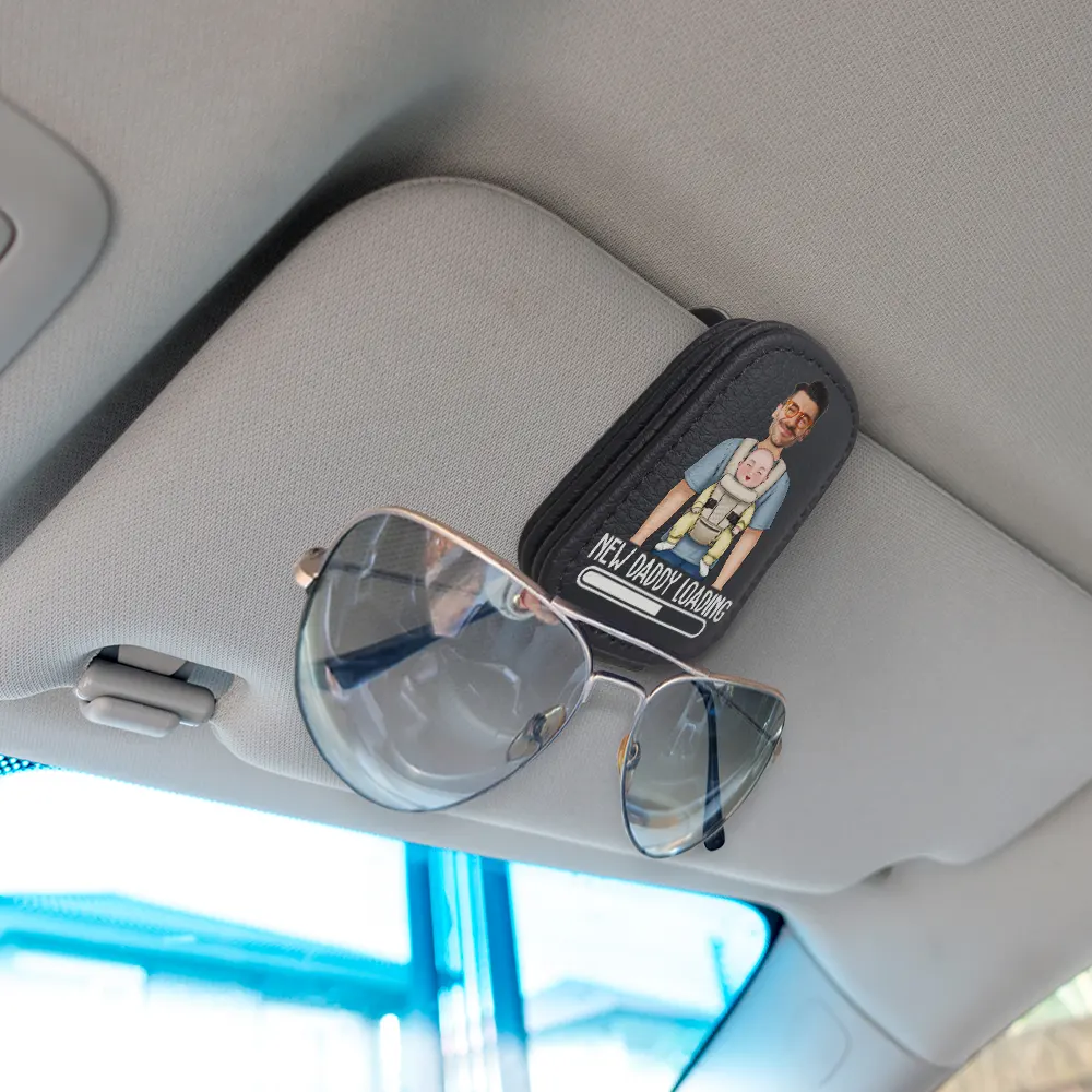 Custom Photo New Dad And Grandpa Loading - Personalized Sunglasses Holder For Car Visor - Image 3