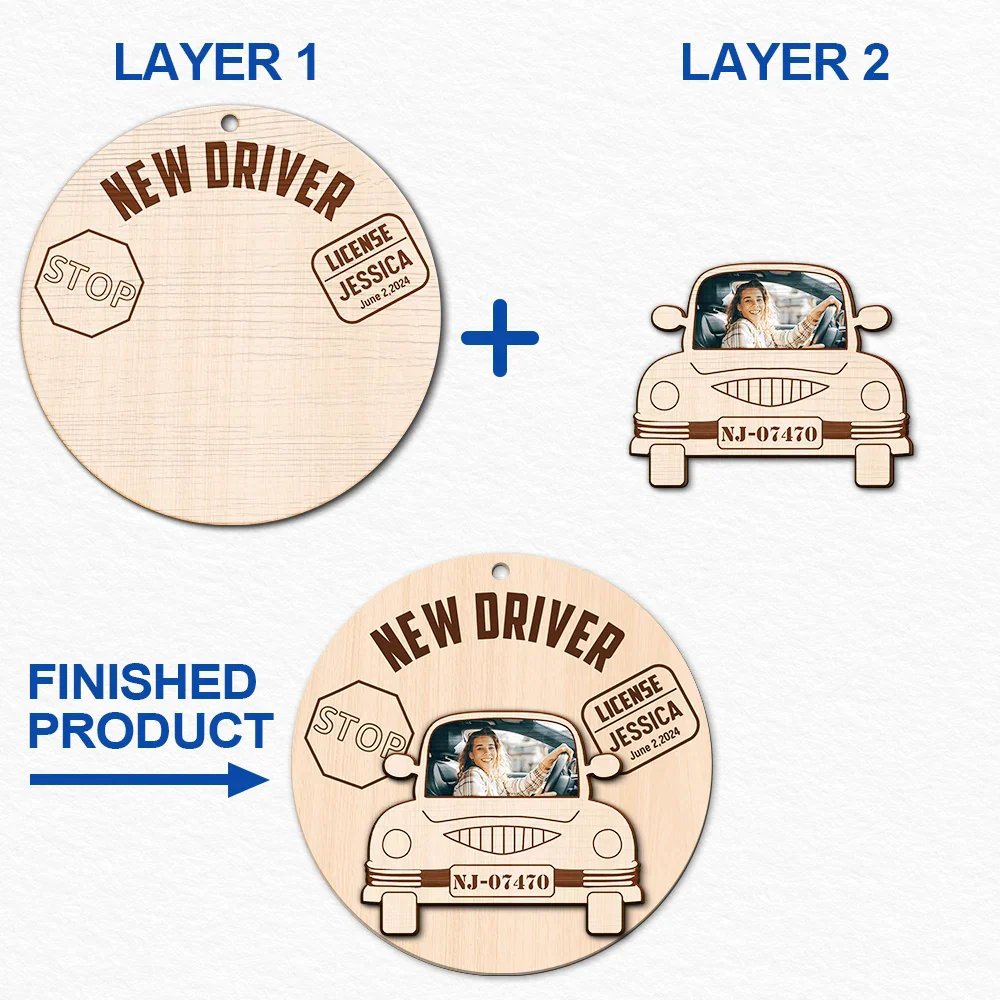 Custom Photo New Driver Christmas - Personalized 2-Layered Wooden Ornament - Image 6