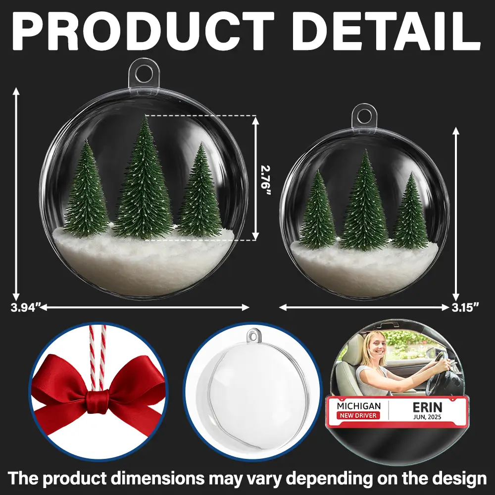 Custom Photo New Driver - Personalized 3D Acrylic Ball Ornament - Image 3