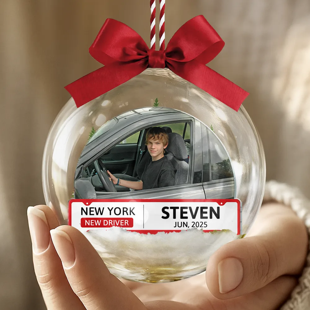 Custom Photo New Driver - Personalized 3D Acrylic Ball Ornament - Image 5