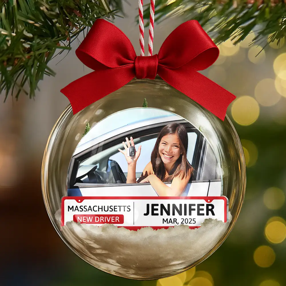Custom Photo New Driver - Personalized 3D Acrylic Ball Ornament - Image 7