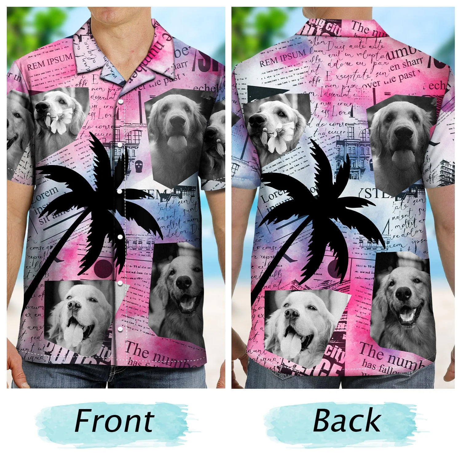 Custom Photo Newspaper Funny Family Pet Face - Gift For Men, Dog And Cat Lovers - Personalized Hawaiian Shirt - Image 4