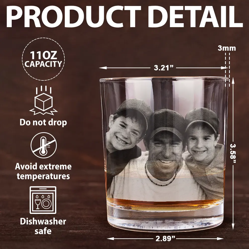 Custom Photo No Hood Like Fatherhood - Personalized Engraved Whiskey Glass - Image 7