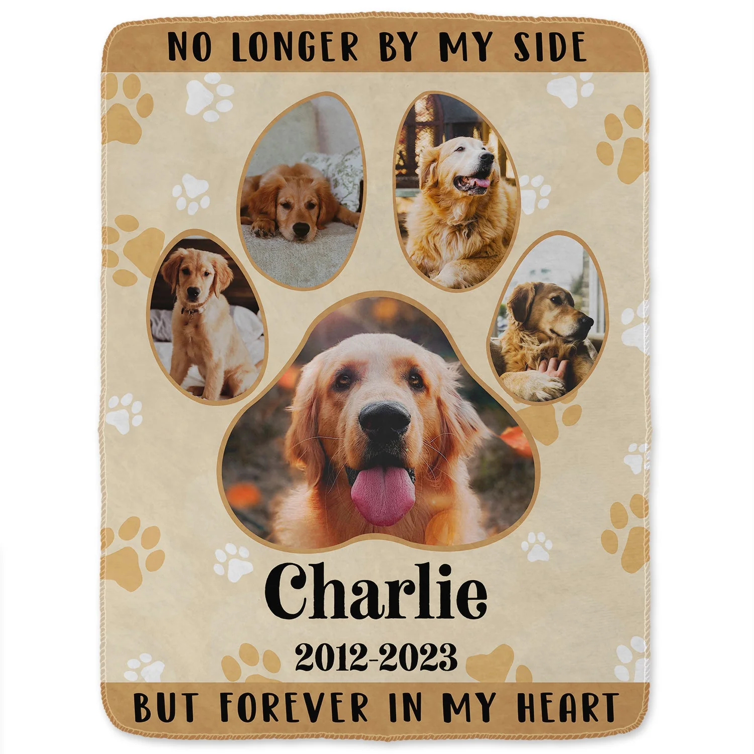 Custom Photo No Longer By My Side But Forever In My Heart - Memorial Gift For Dog Lover, Cat Mom, Pet Loss - Personalized Fleece Blanket - Image 2