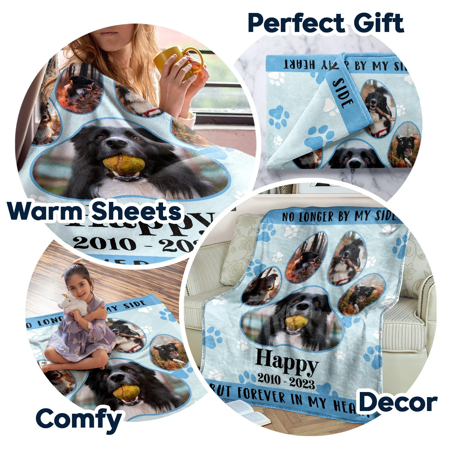 Custom Photo No Longer By My Side But Forever In My Heart - Memorial Gift For Dog Lover, Cat Mom, Pet Loss - Personalized Fleece Blanket - Image 7