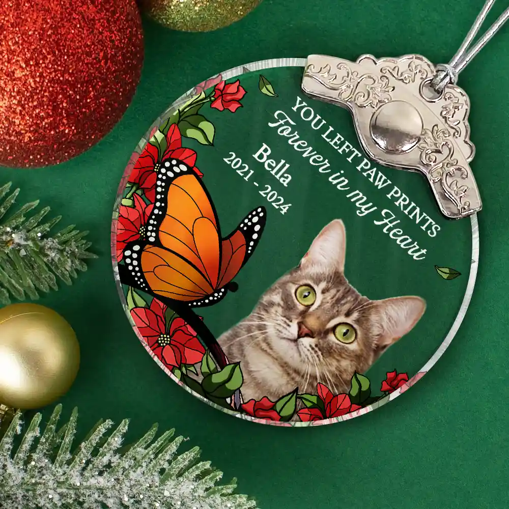 Custom Photo No Longer By My Side But Forever In My Heart - Personalized Glass Ornament With Silver Cap - Image 3