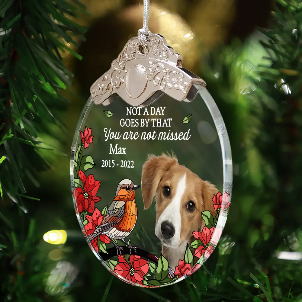 Custom Photo No Longer By My Side But Forever In My Heart - Personalized Glass Ornament With Silver Cap - Image 5