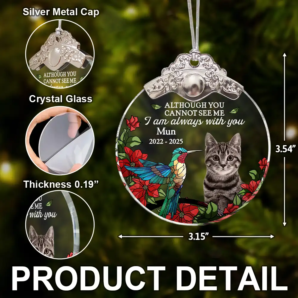 Custom Photo No Longer By My Side But Forever In My Heart - Personalized Glass Ornament With Silver Cap - Image 6