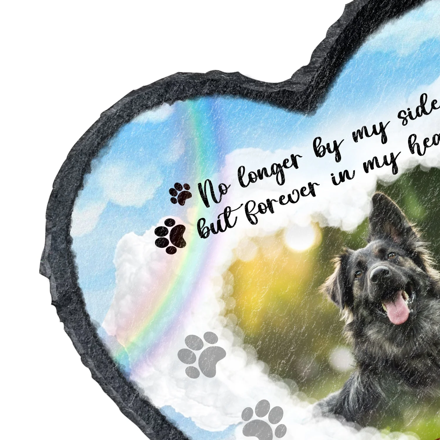 Custom Photo No Longer By My Side Forever In Our Heart - Dog Cat Pet Memorial Gift - Personalized Heart Memorial Garden Stone - Image 2