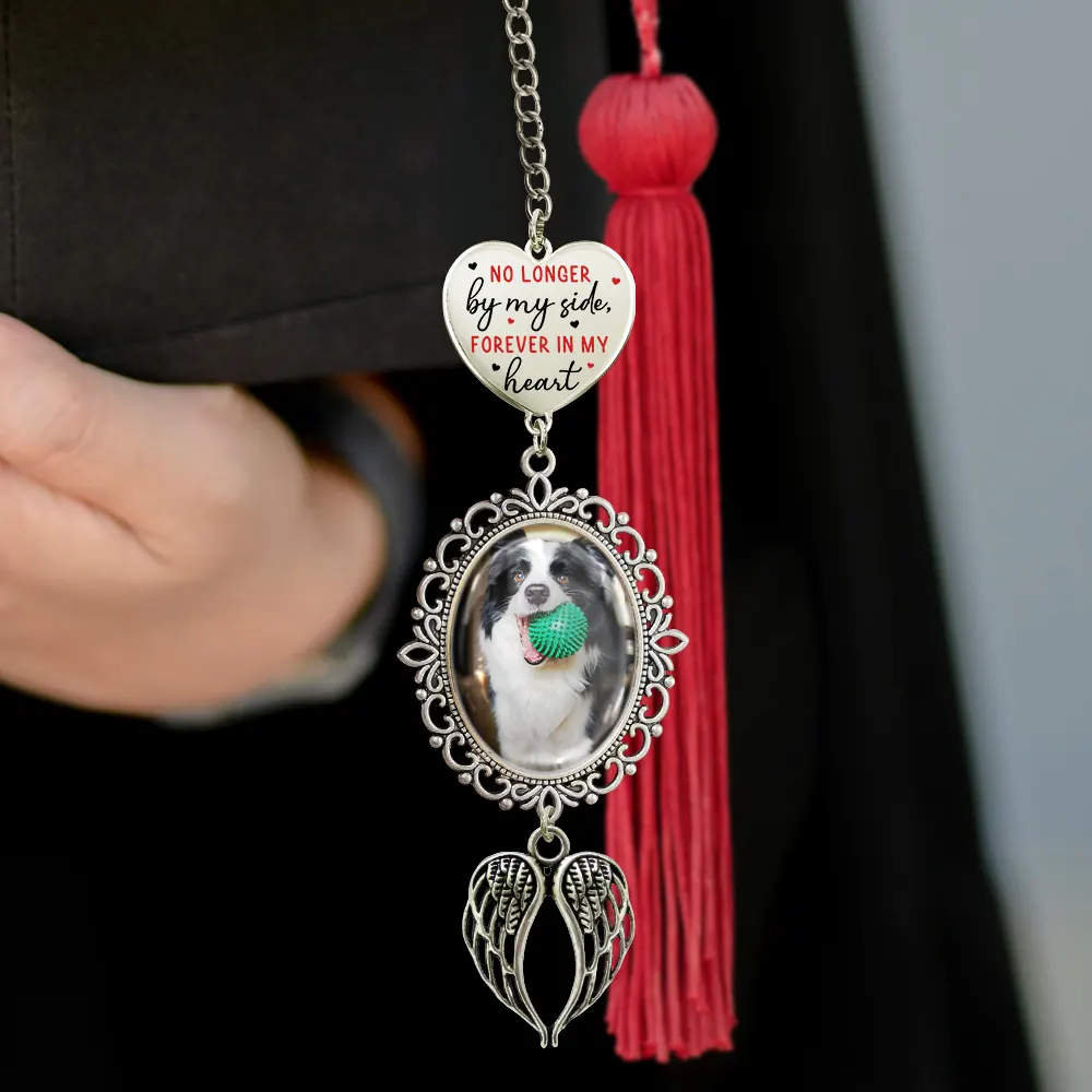 Custom Photo No Longer By Myself - Personalized Graduation Tassel Charm - Image 2