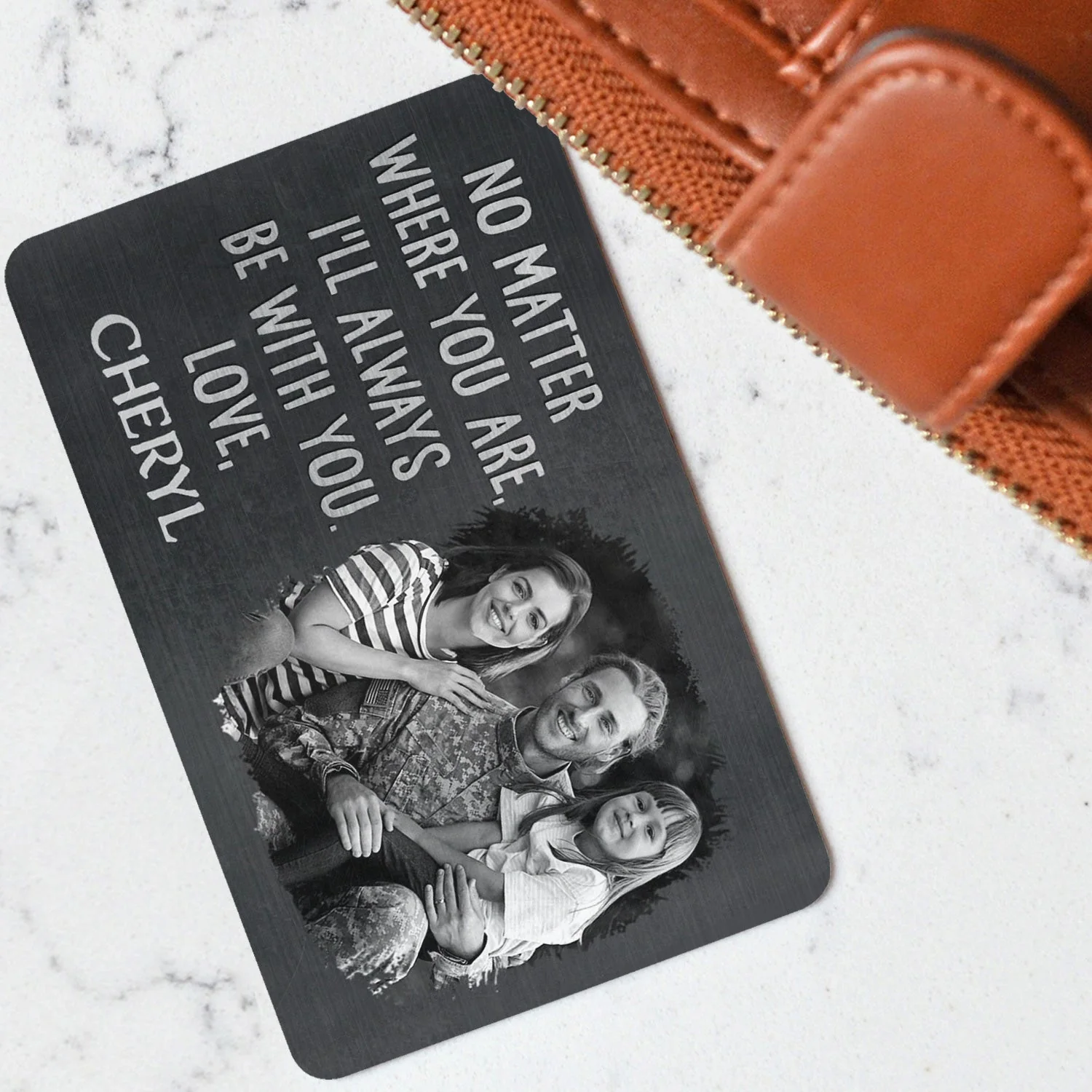 Custom Photo No Matter Where You Are - Gift For Couples, Husband, Wife, Dad, Mom - Personalized Aluminum Wallet Card - Image 3