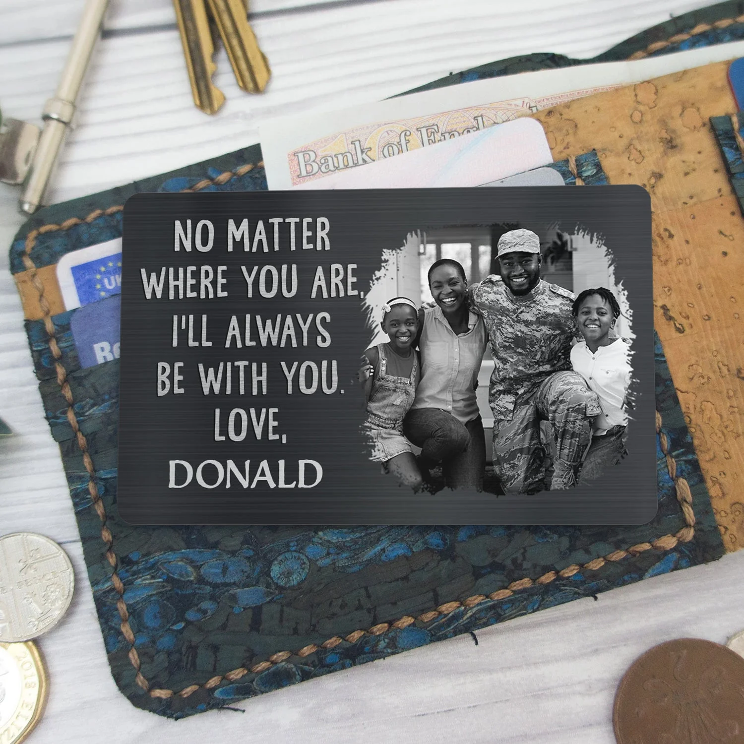 Custom Photo No Matter Where You Are - Gift For Couples, Husband, Wife, Dad, Mom - Personalized Aluminum Wallet Card - Image 5