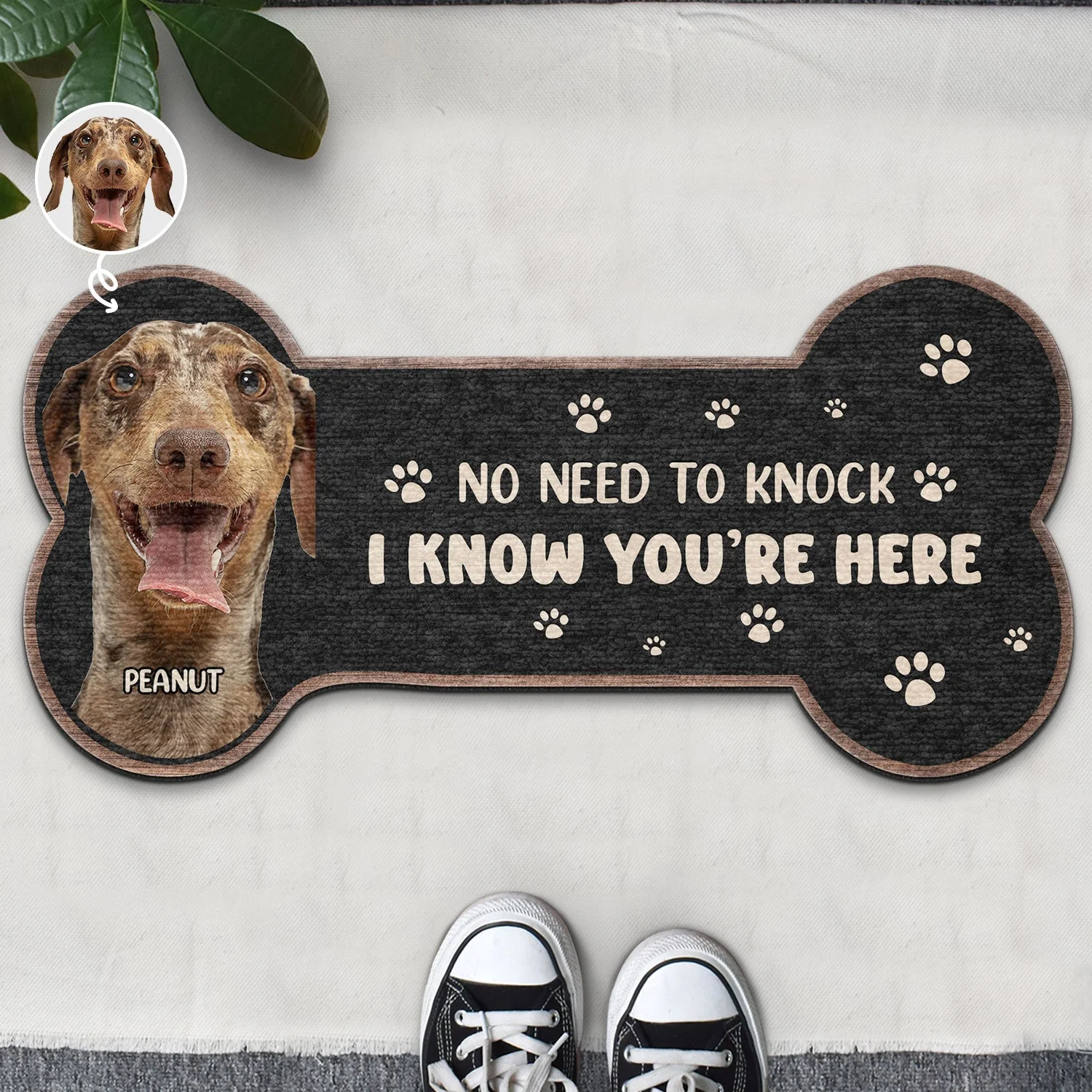 Custom Photo No Need To Knock - Gift For Pet Lovers - Personalized Custom Shaped Doormat