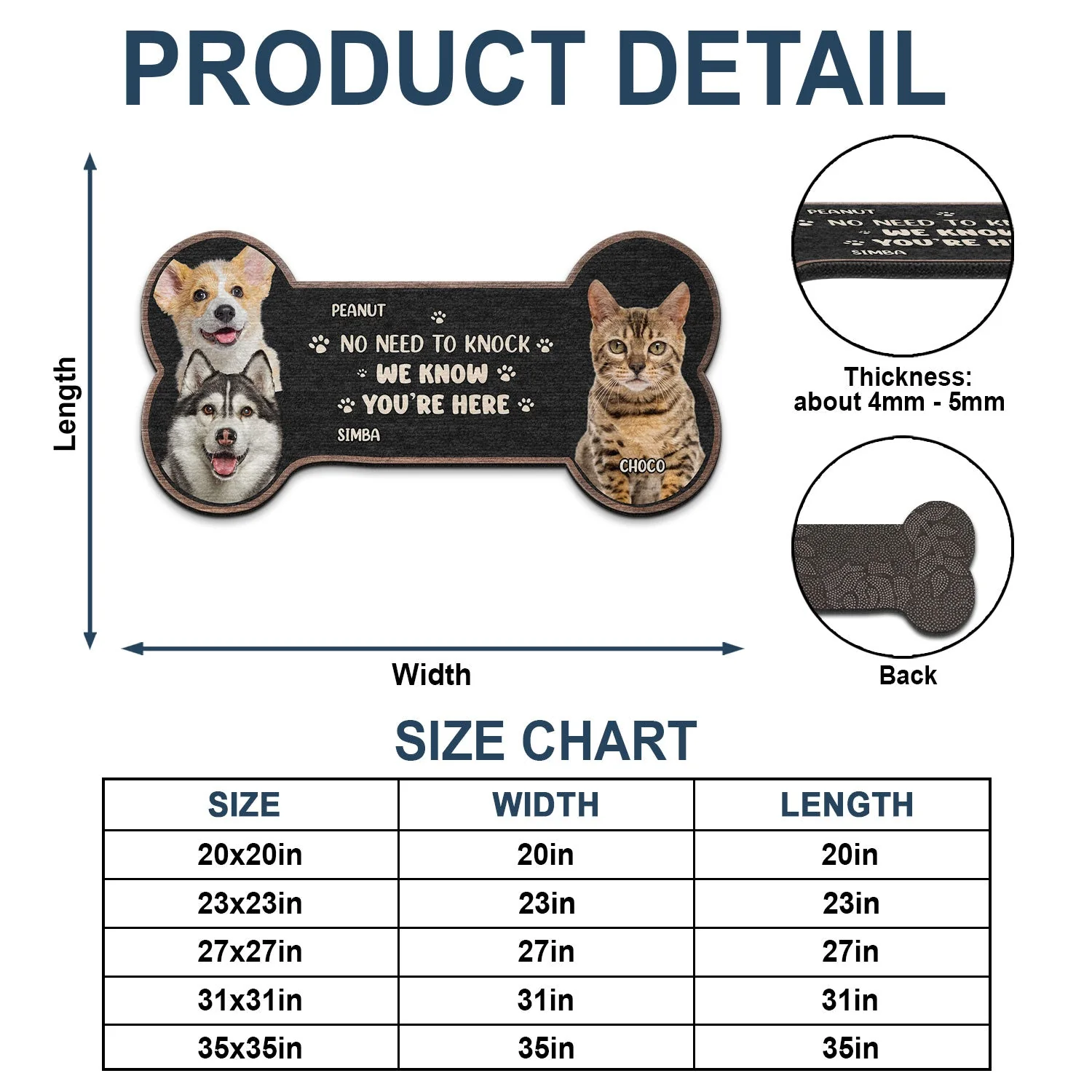 Custom Photo No Need To Knock - Gift For Pet Lovers - Personalized Custom Shaped Doormat - Image 5
