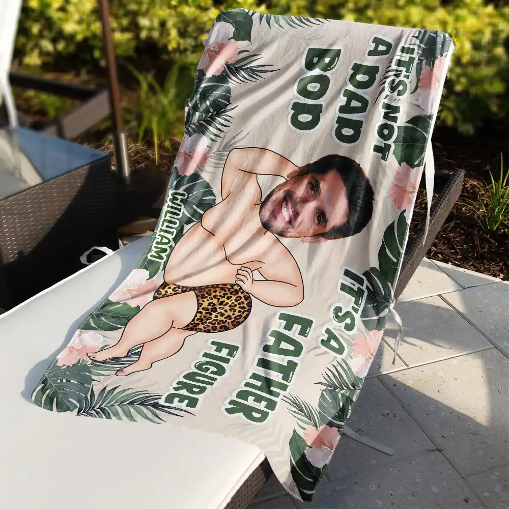 Custom Photo Not A Dad Bod - Personalized Beach Towel - Image 4