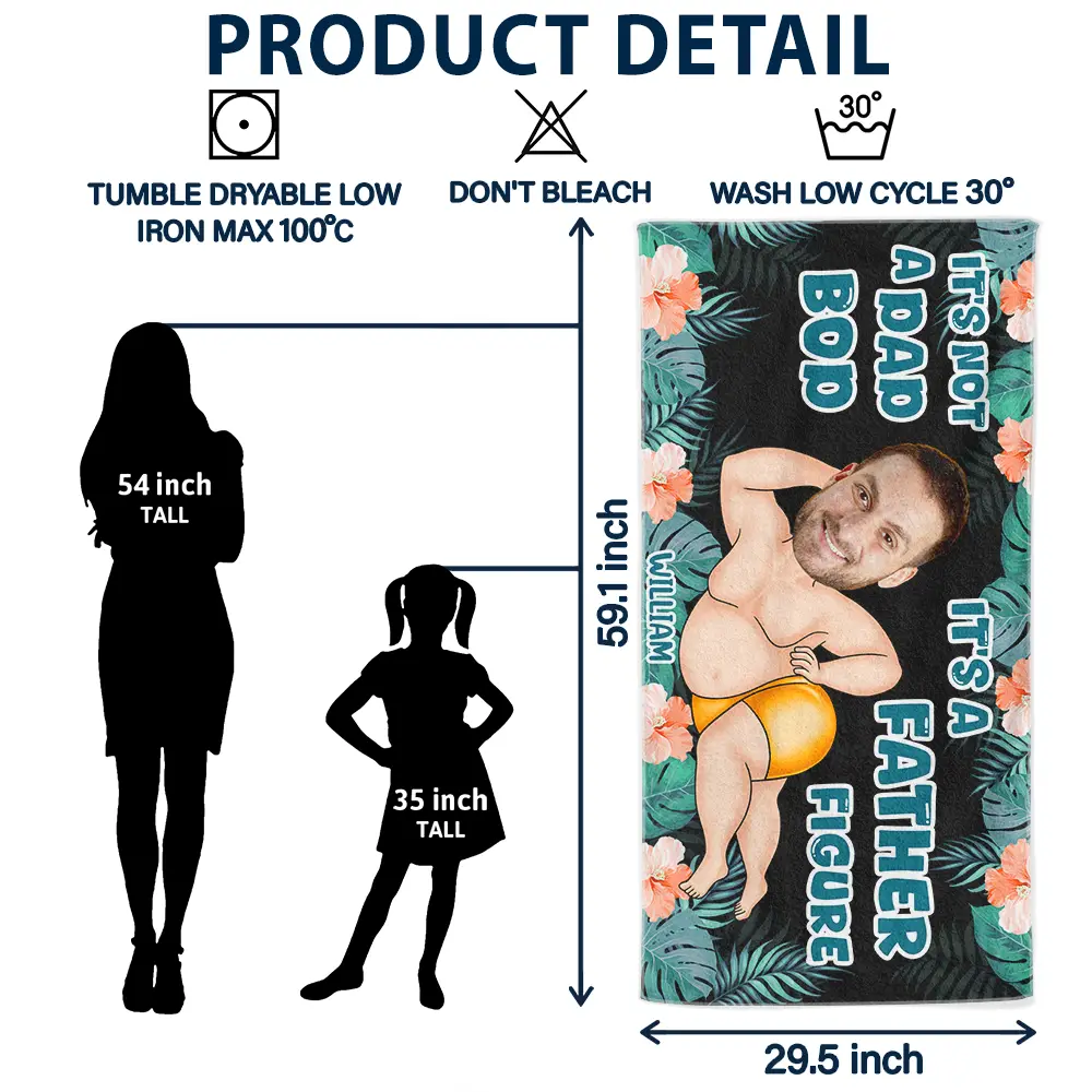 Custom Photo Not A Dad Bod - Personalized Beach Towel - Image 7